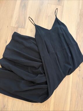 Everlane Black Spaghetti Strap V-Neck Dress 100% Tencel Lyocell